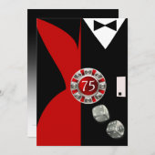 Art Deco Koppel 75e Verjaardagsfeest | rood zwart Kaart (Voorkant / Achterkant)