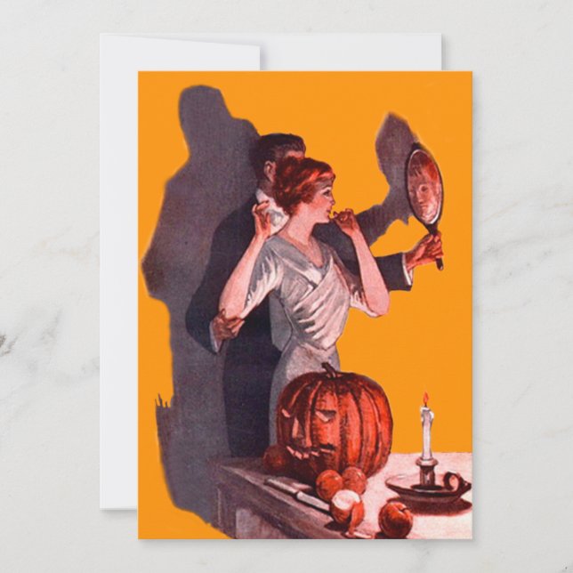 Art Deco Koppel Spiegel Jack O Lantern Pompoen (Voorkant)