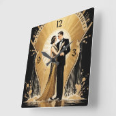 Art Deco koppel Vierkante Klok (Hoek)