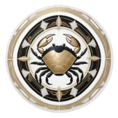 Art Deco Krab Zwart Wit Goud Nautisch Keramische Knop (Voorkant)