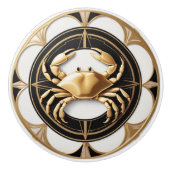 Art Deco Krab Zwart Wit Goud Nautisch Keramische Knop (Voorkant)