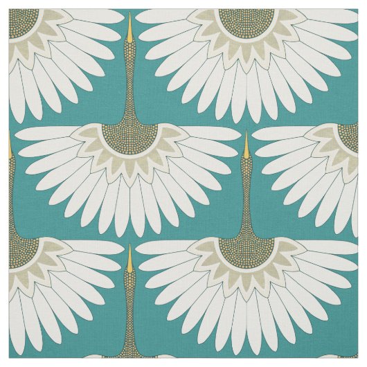 Art Deco kranen turquoise Stof (Swatch)