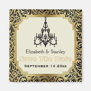 Art Deco kroonluchter bruiloft Save the Date Magneet