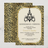 Art Deco kroonluchter gouden bruiloft repetitie di Kaart (Voorkant / Achterkant)