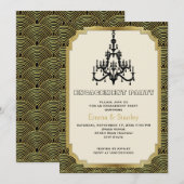 Art Deco kroonluchter gouden bruiloft verlovingsfe Kaart (Voorkant / Achterkant)