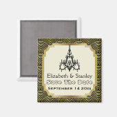 Art Deco kroonluchter seigaiha bruiloft Save the D Magneet (Voorkant / Achterkant)