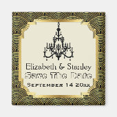 Art Deco kroonluchter seigaiha bruiloft Save the D Magneet (Voorkant)