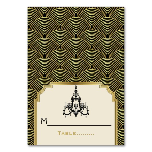 Art Deco kroonluchter seigaiha trouwplaats kaart (Voorkant)