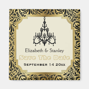 Art Deco kroonluchter trouw Save the Date Magneet