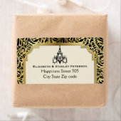 Art Deco kroonluchter zwart, gouden bruiloft Etiket (Insitu)