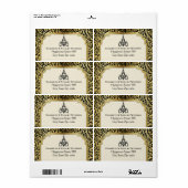 Art Deco kroonluchter zwart, gouden bruiloft Etiket (Full Sheet)
