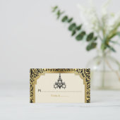 Art Deco kroonluchter zwart, gouden bruiloft plaat Plaatskaartje (Staand voorkant)