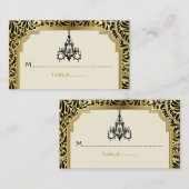 Art Deco kroonluchter zwart, gouden bruiloft plaat Plaatskaartje (Voorkant / Achterkant)
