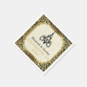 Art Deco kroonluchter zwart, gouden damast bruilof Servet (Hoek)