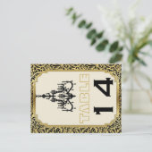 Art Deco kroonluchter zwart, gouden tafel nummer Briefkaart (Staand voorkant)
