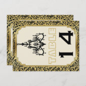 Art Deco kroonluchter zwart, gouden tafel nummer Briefkaart (Voorkant / Achterkant)