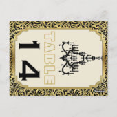 Art Deco kroonluchter zwart, gouden tafel nummer Briefkaart (Achterkant)