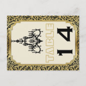 Art Deco kroonluchter zwart, gouden tafel nummer Briefkaart (Voorkant)