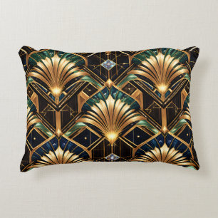 Art deco kussen goud smaragd zwart geometrisch lux