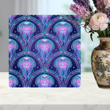 Art Deco kwal paars roze turquoise geometrisch