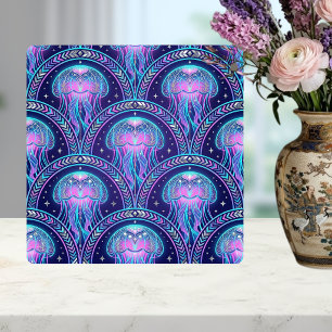 Art Deco kwal paars roze turquoise geometrisch Tegeltje