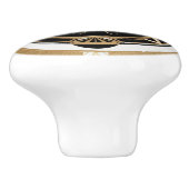 Art Deco kwal zwart wit goud gelei vis Keramische Knop (Zijkant)