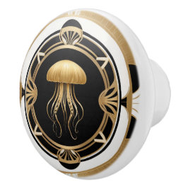 Art Deco kwal zwart wit goud gelei vis Keramische Knop