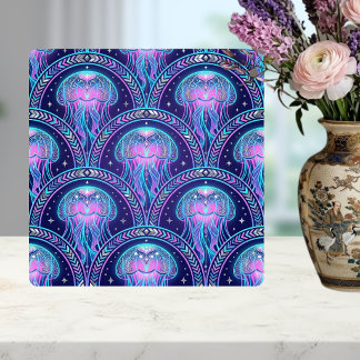 Art Deco Kwallen Paars Roze Turkoois Geometrisch Tegeltje