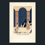 Art Deco "La Gourmandize" door George Barbier Poster<br><div class="desc">Dit is een digitaal verbeterde reproductie-afdruk van een  kunstschilderij uit 1924,  Kunst Deco,  met handgekleurde handelsprocesillustratie (pochoir) met de titel La Gourmandize door de Franse illustrator George Barbier. Het is voorzien van een suave heer die met twee fashioneerbare "flappers" dineert.</div>