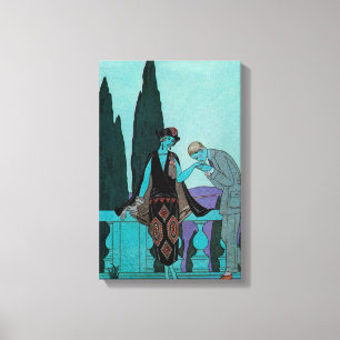 Art Deco La Villa d'Este door George Barbier vinta Canvas Afdruk