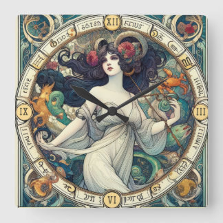 Art Deco Lady AI Design Assisted Muur Klok