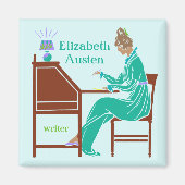 Art Deco Lady Auteur op schrijfbureau in het Blauw Magneet (Voorkant)