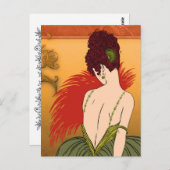 Art Deco Lady - BIANCA: Antiek najaar Briefkaart (Voorkant / Achterkant)