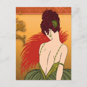 Art Deco Lady - BIANCA: Antiek najaar Briefkaart