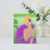 Art Deco Lady - BIANCA: Lila voorjaar Briefkaart (Staand voorkant)