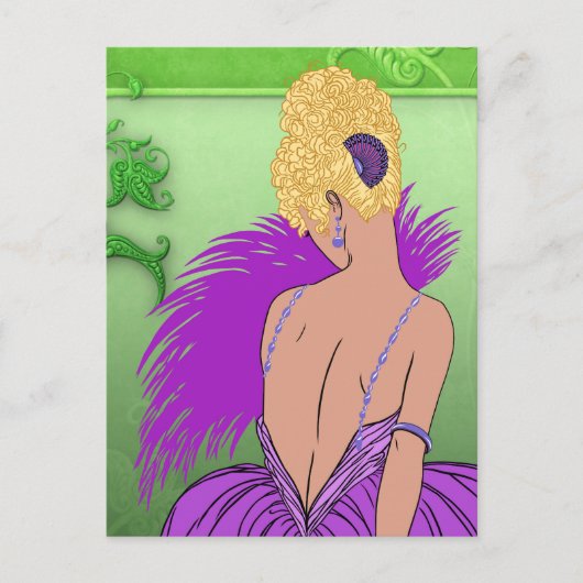 Art Deco Lady - BIANCA: Lila voorjaar Briefkaart (Voorkant)