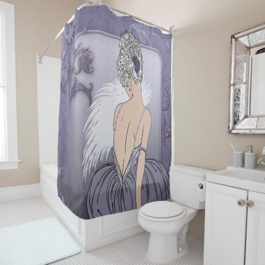 Art Deco Lady - BIANCA: Mauve en meer Douchegordijn (In situ)