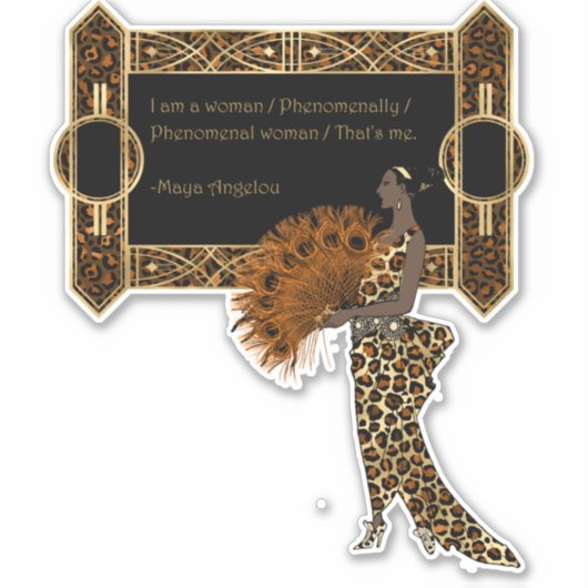 Art Deco Lady Empowerment Quote Sticker (Voorkant)