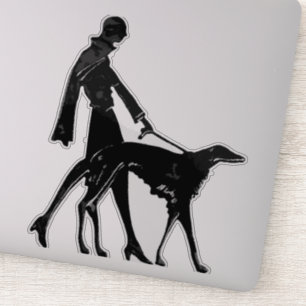 Art Deco Lady en Borzoi Die Cut Vinyl Sticker
