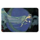  Art Deco Lady en Drakenmagneet Magneet (Horizontaal)