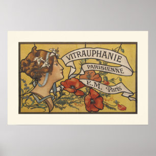 Art Deco Lady en Flowers Poster