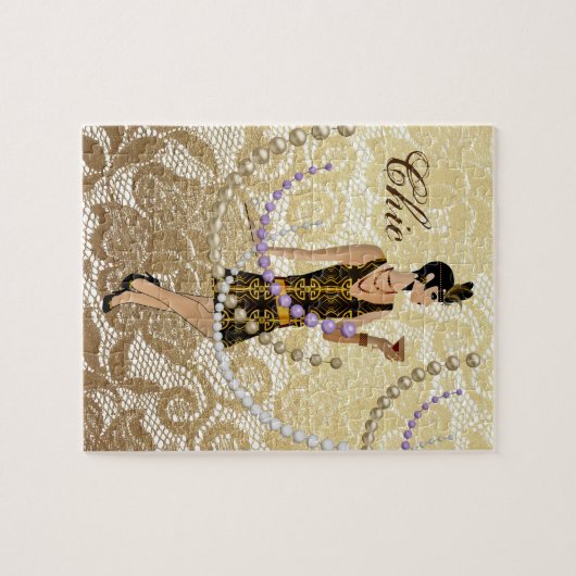 Art Deco Lady Gold Lace Legpuzzel (Horizontaal)