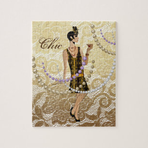 Art Deco Lady Gold Lace Legpuzzel