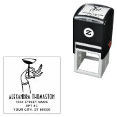 Art Deco Lady Hand Holding Champagne Glas Adres Zelfinktende Stempel (In situ)