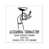 Art Deco Lady Hand Holding Champagne Glas Adres Zelfinktende Stempel (Design)