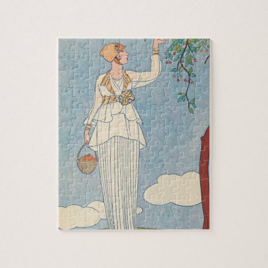 Art Deco Lady - Het oogsten van fruit. Legpuzzel (Verticaal)