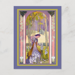 Art Deco Lady in de tuin Briefkaart