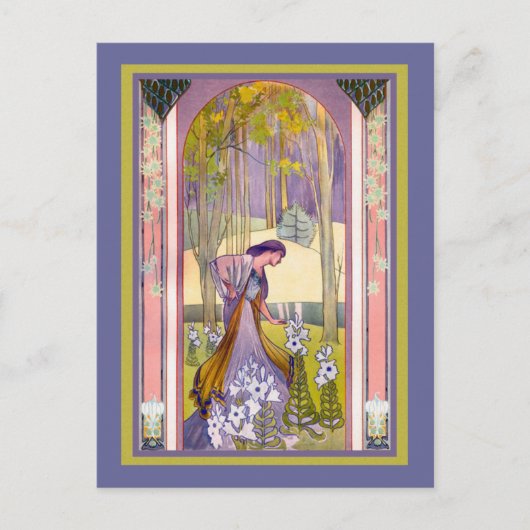 Art Deco Lady in de tuin Briefkaart (Voorkant)