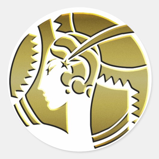 Art Deco Lady in Gold Ronde Sticker (Voorkant)