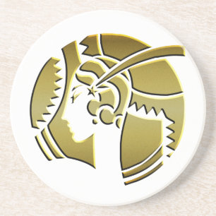 Art Deco Lady in Gold Zandsteen Onderzetter